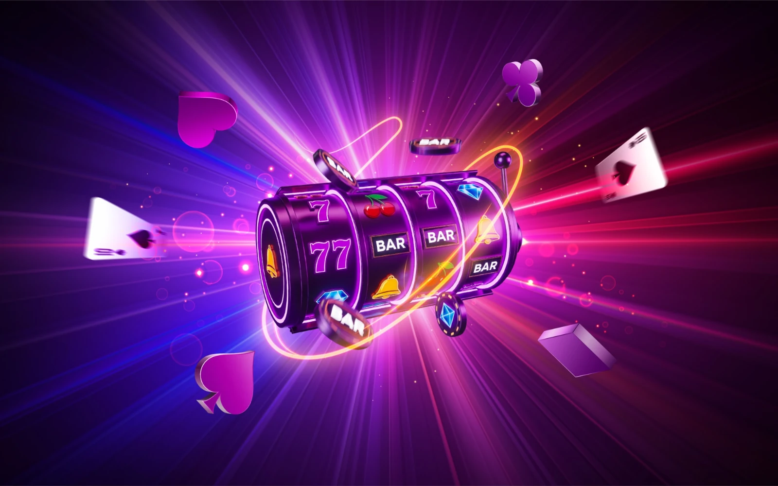 Reel slot dan panel simbol bonus pada layar permainan
